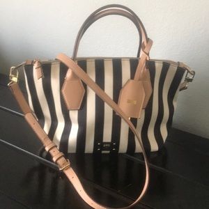 Kate Landry back and cream striped purse